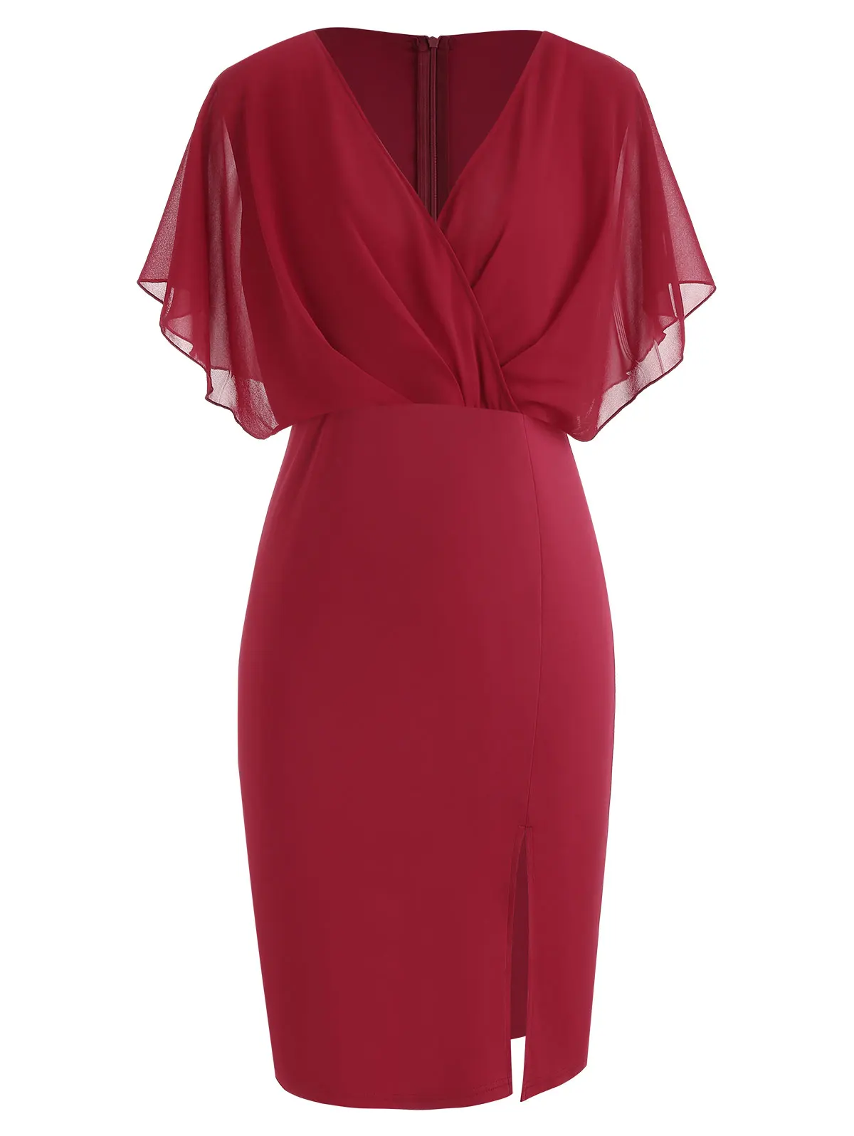 

Wipalo Plus Size Elegant Party Dress Front Slit Bodycon Dress Women Summer Short Sleeves V Neck Solid Fashion Dress Vestidos