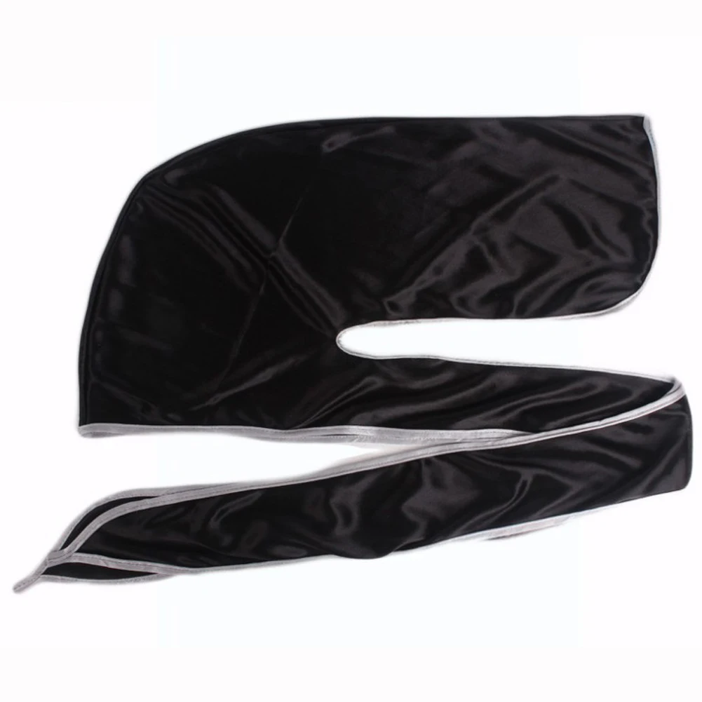 Мужской женский шелковистый головной убор для байкеров бандана Doo Rag Satin Turban Hat красный мягкий Блестящий Новая модная полосатая повязка на голову