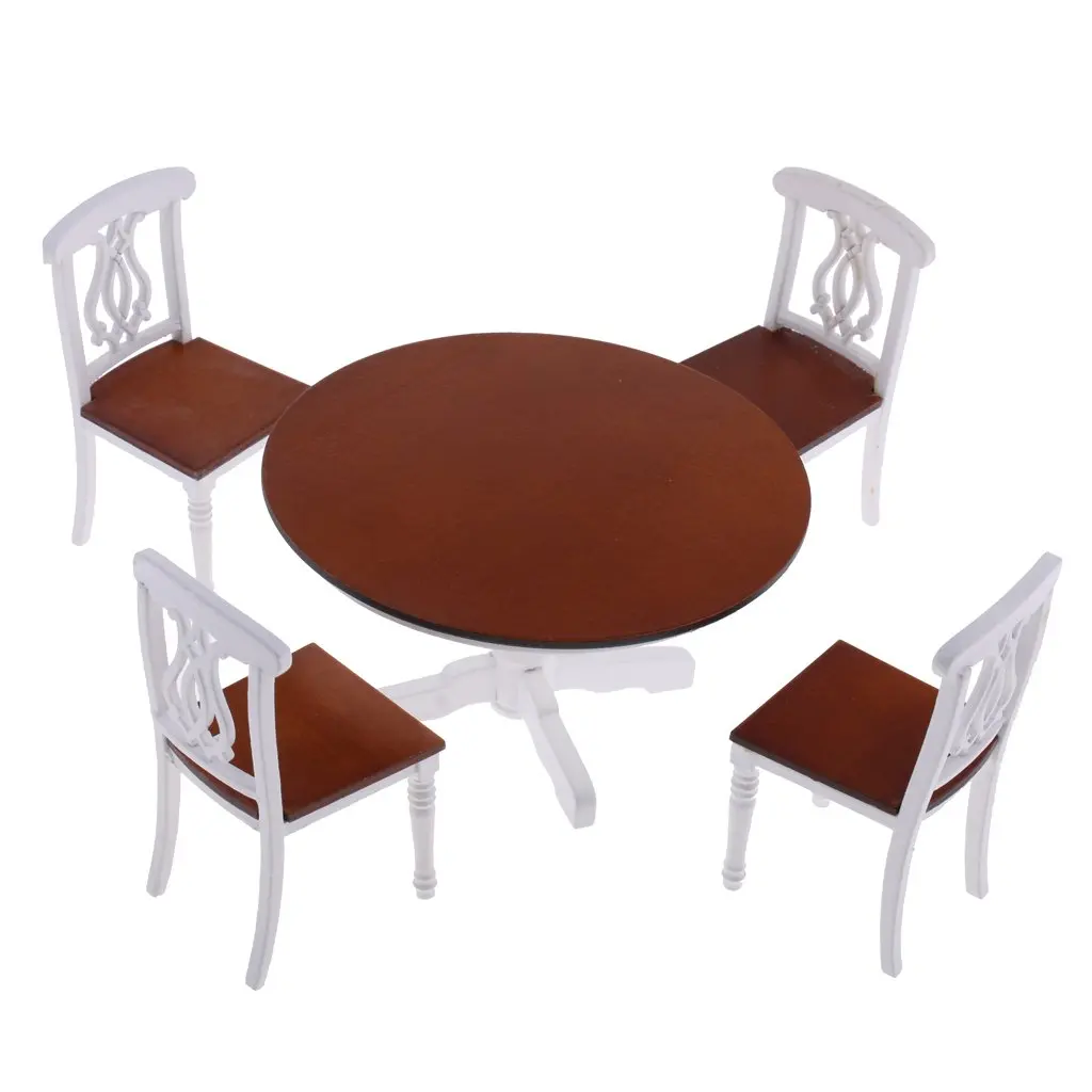  1:12 Scale Dollhouse Dining Room Furniture Wooden Table Chair Cabinet Miniature Doll House Accessor