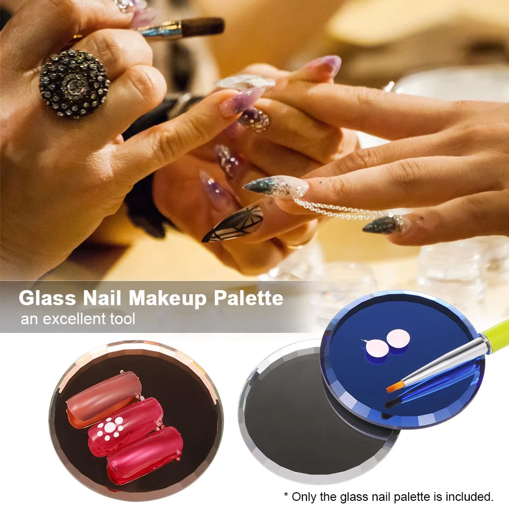 

Glass Makeup Palette ring Rectangle Foundation Nail Polish Mixing Make Up Tool Nail Tips Eyelashes Extension Showing Practice