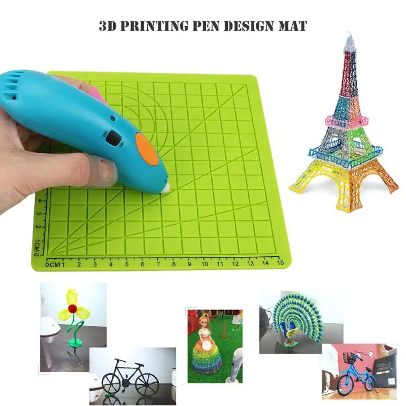 

ALLOYSEED 4pcs 3D Printing Pen Silicone Design Mat Basic Template Multi-shaped Kids Drawing Tools with Heat Proof Finger Caps