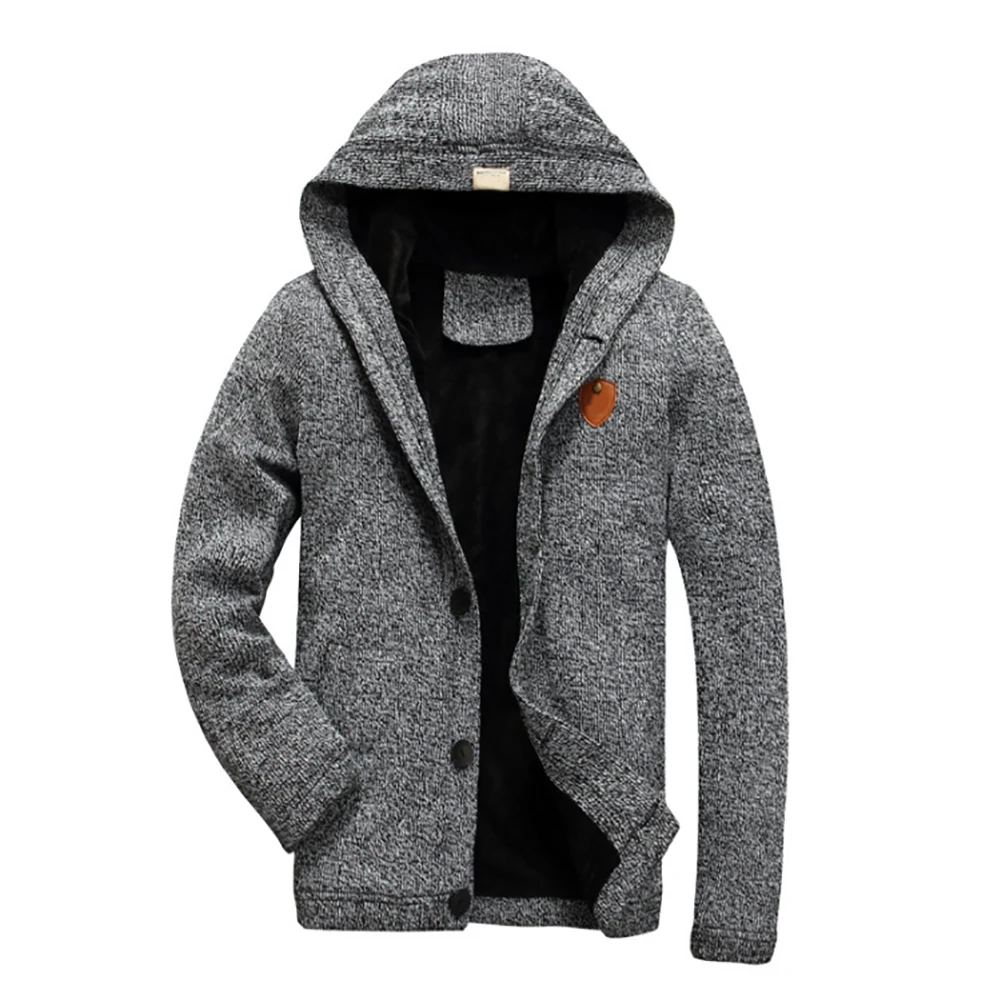 Buy Men Casual Winter Button Down Thick Hooded