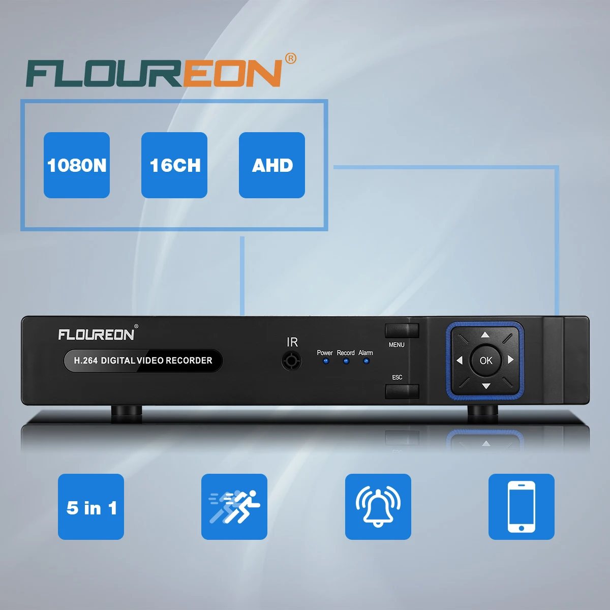 

FLOUREON 16 CH 5 IN 1 AHD 1080N VGA & HDMI DVR Motion Detection & Alarm Remote Monitor