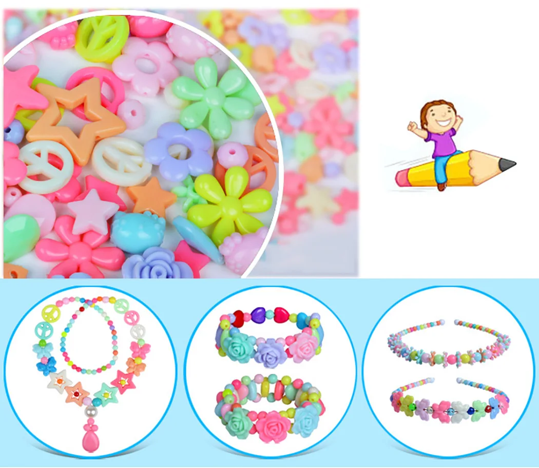 Акриловые бусины DIY игрушки ювелирные бусы с коробкой для детей креативная сетка