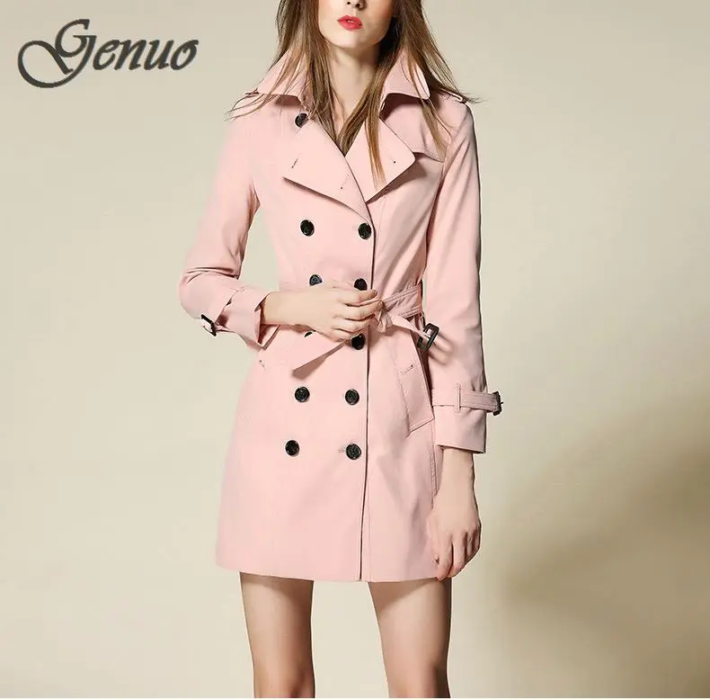

2019 Autumn New High Fashion Brand Woman Classic Double Breasted Trench Coat Waterproof Raincoat Business Outerwear