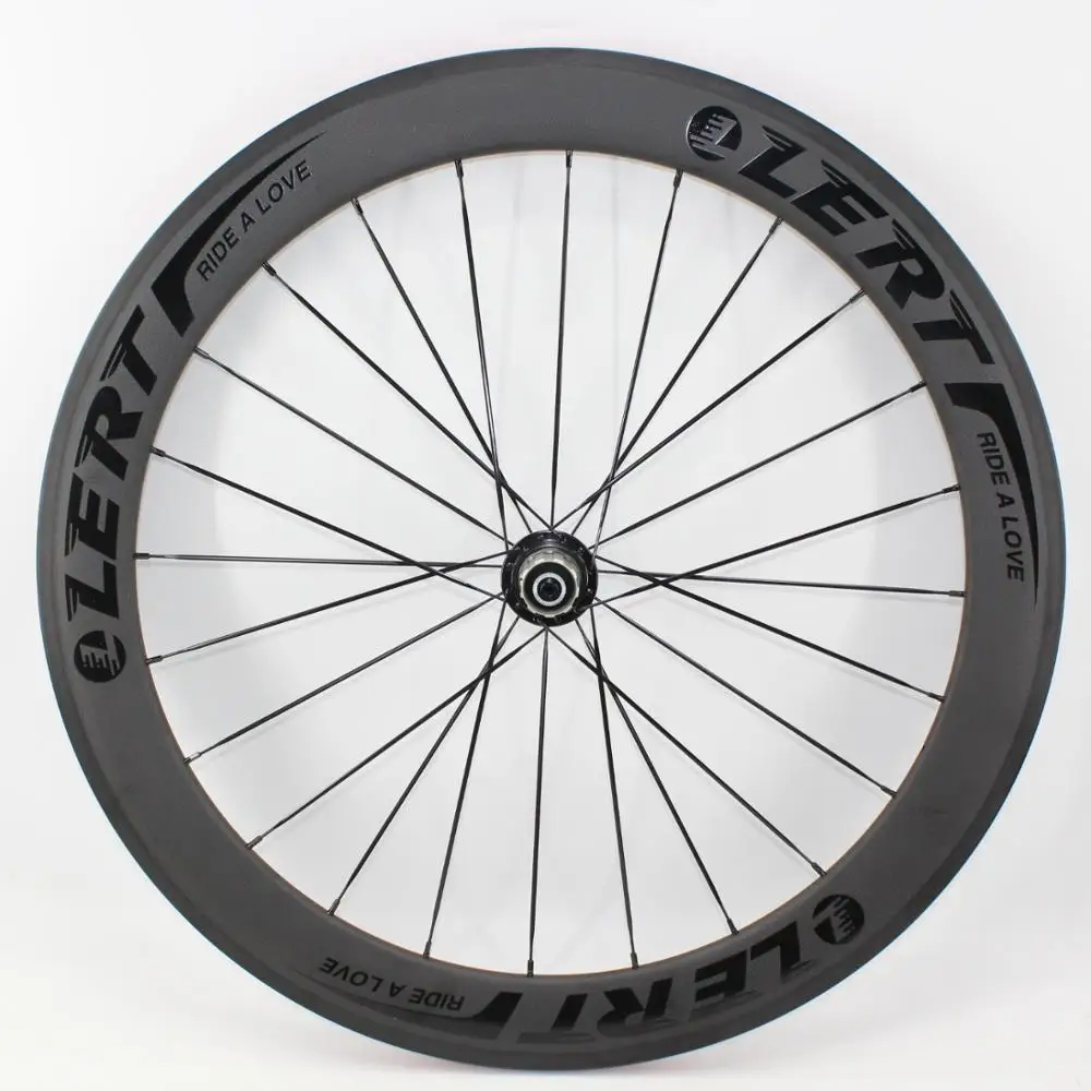 Perfect New LERT glossy black logo 50+60mm Road bike matte 3K full carbon fibre bicycle wheelset carbon clincher tubular rims Free ship 4