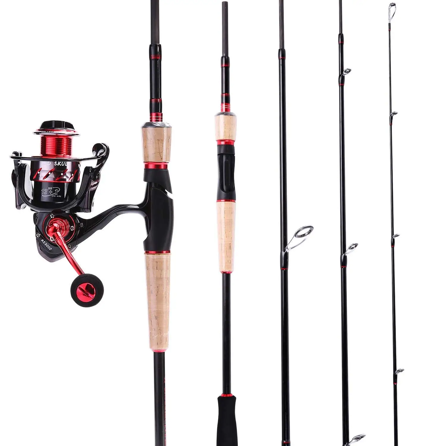 Sougayilang يونيكورن المحمولة الصيد قضيب مع 13 + 1BB الغزل بكرة كومبو الكربون الألياف قصبة صيد خشبية و الغزل عجلة كيت