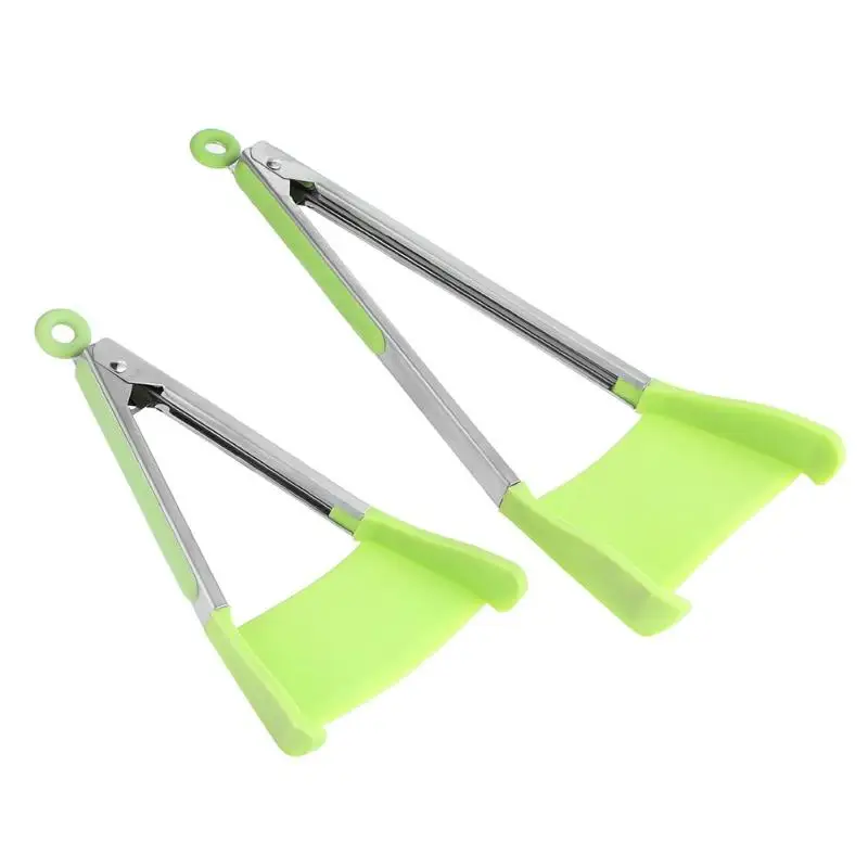 

2 in 1 Non-stick Heat Resistant Silicone Clever Tongs Clip Kitchen Spatula Shovel Stainless Steel Handle For Pan Kitchen Utensil