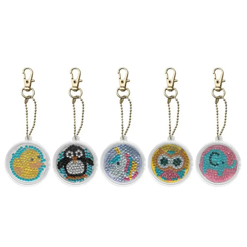 

5pcs DIY Full Drill Diamond Painting Animals Keyring Cross Stitch Keychain bag decoration animals cute women gifts 5 types decor