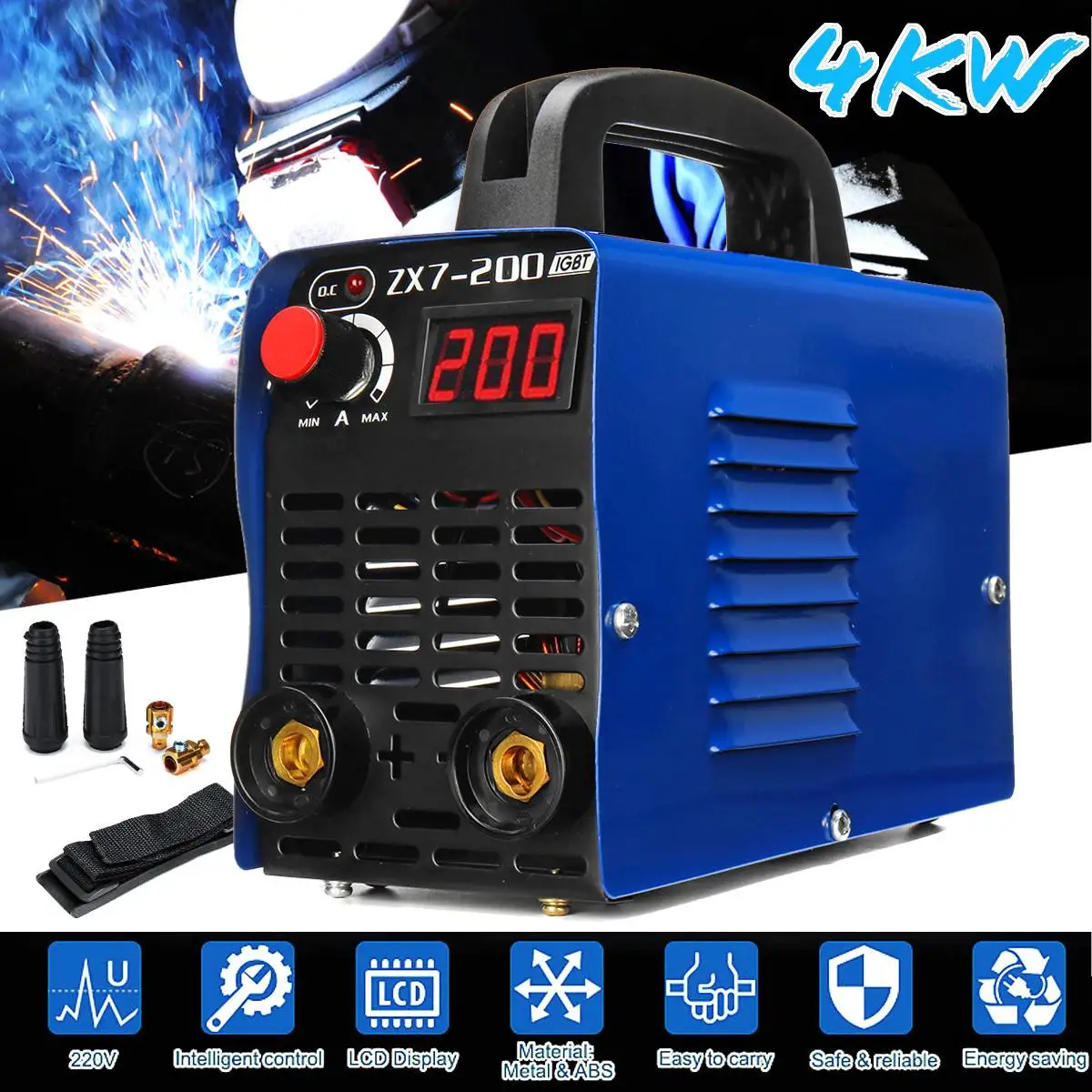 

4000W Adjustable 20A-200A Portable Mini Handheld IGBT Inverter Arc Welding Machine Digital Electric-Welder Inverter Machine Tool