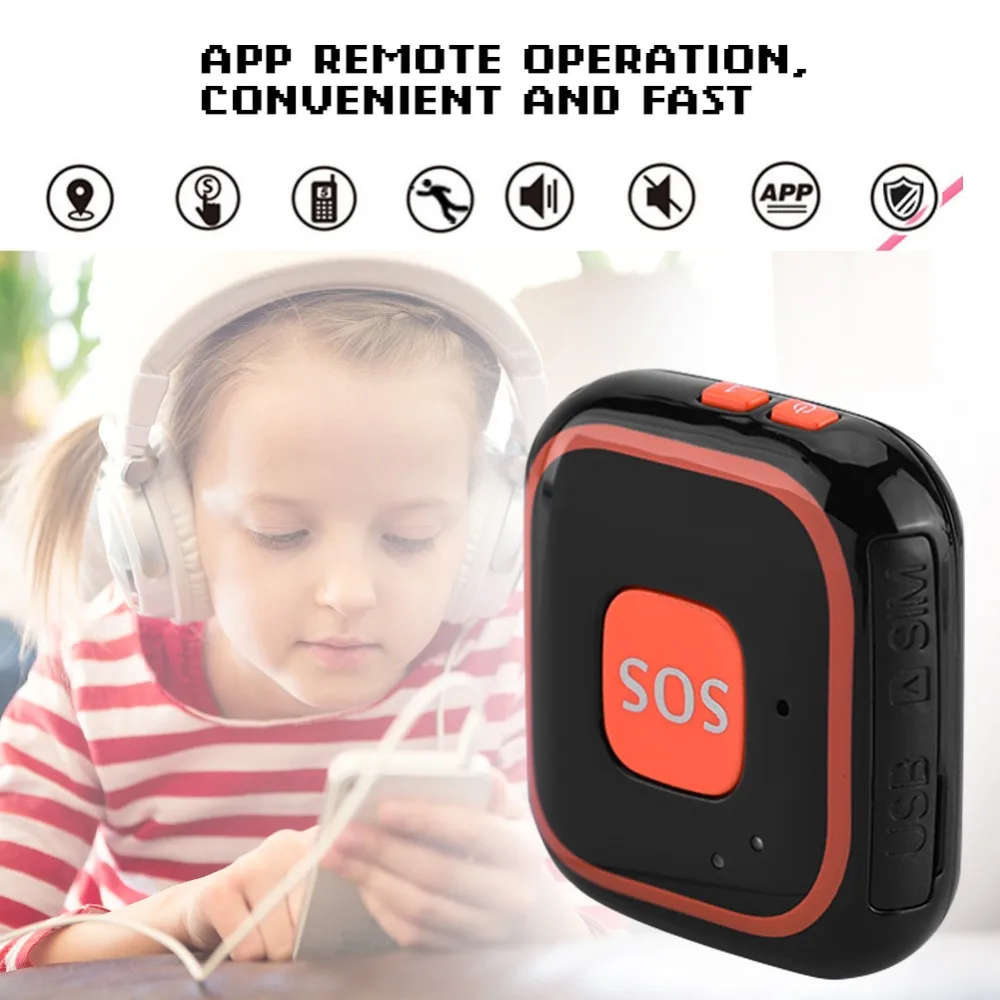 

Mini GPS Tracker Locator Kids Personal SOS Alarm APP Tracking Two-way Intercom Locator High Sensitivity Black Blue