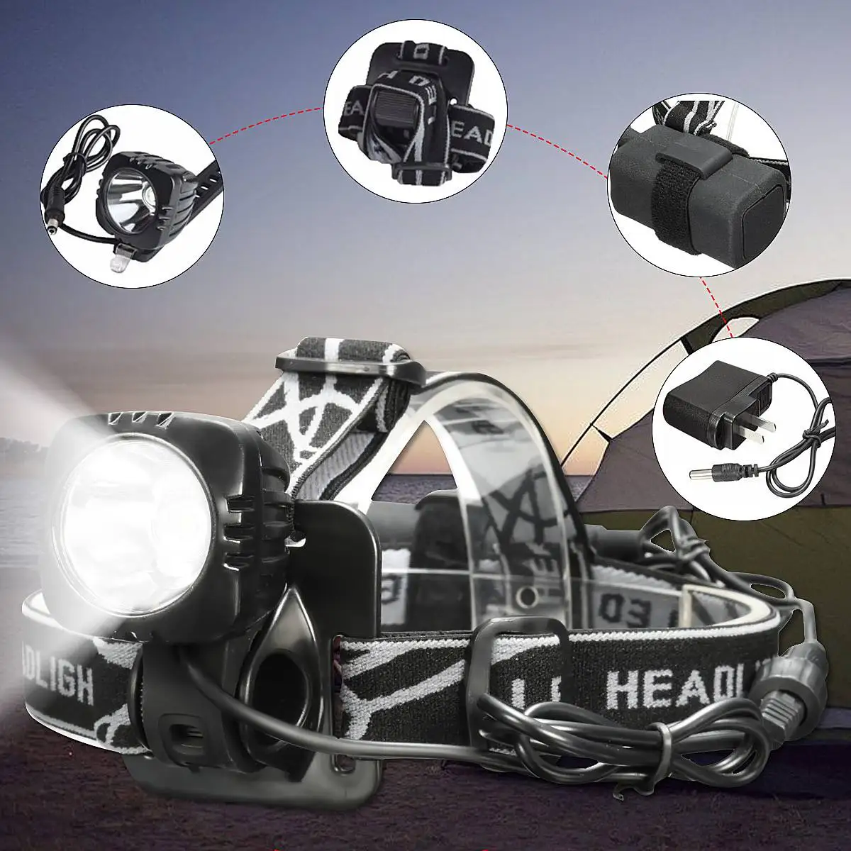 

Smuxi Headlight 3 mode elastic headband headlamp Campfire care head light for hunting cycling mountaineering camping