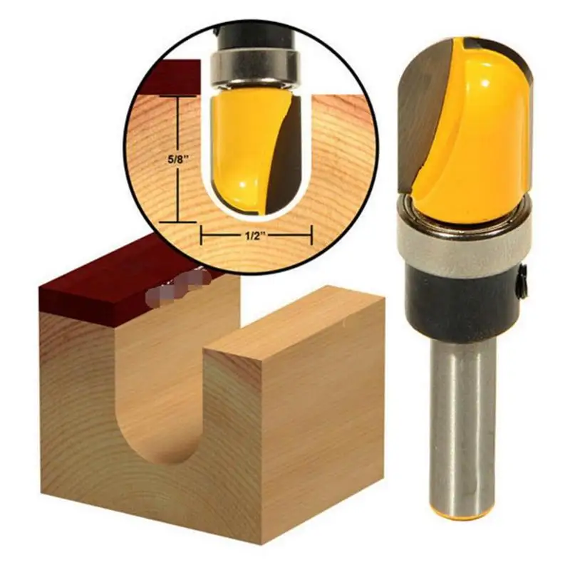 1pc 1/4" SH 5/8" Full Length Ball Round Nose Router Bit Milling Cutter