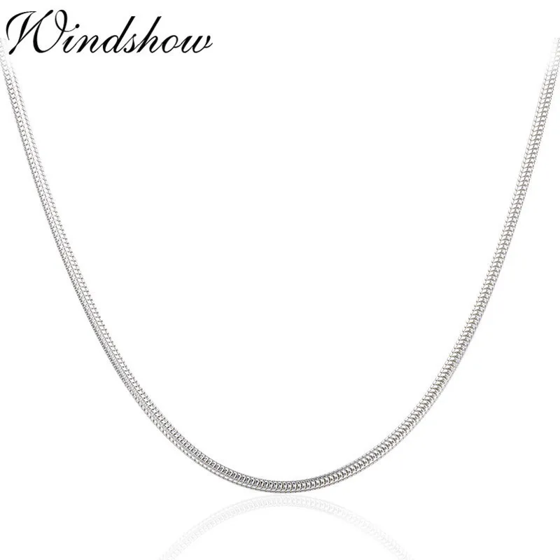 

40cm-90cm Real Solid Pure 925 Sterling Silver Round Snake Chain Necklace Women Girls Men Jewelry 16"-36" Erkek Kolye Ketting