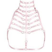 Для женщин розовый бюстгалтер без косточек с эластичными жгутами Регулируемый Cupless бюстгальтер с выемками между ремешками укороченный Топы корректирующие панк готический Rave подвязки