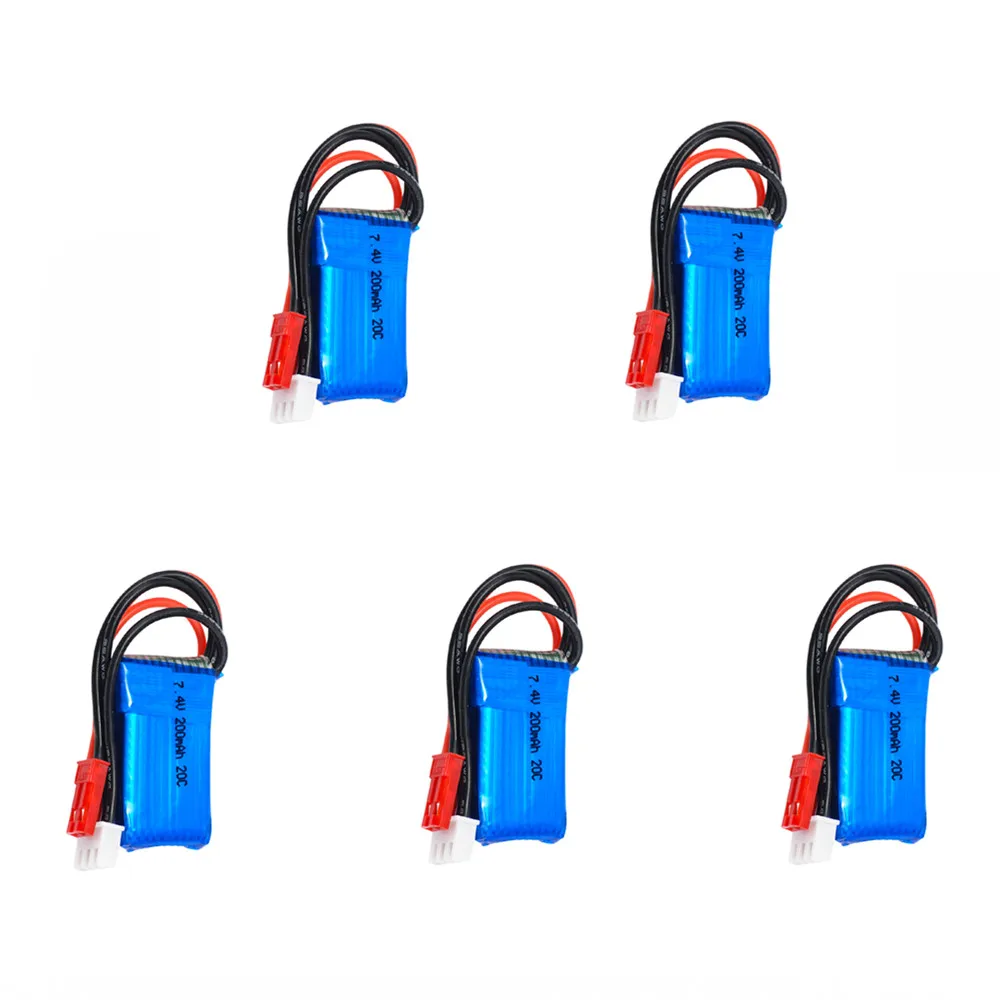 

5 pcs/lot 7.4V 2S 200mAh 20C LiPO Battery JST plug for RC scale 1/36 Model Buggy Truck F3P Indoor micro aircraft
