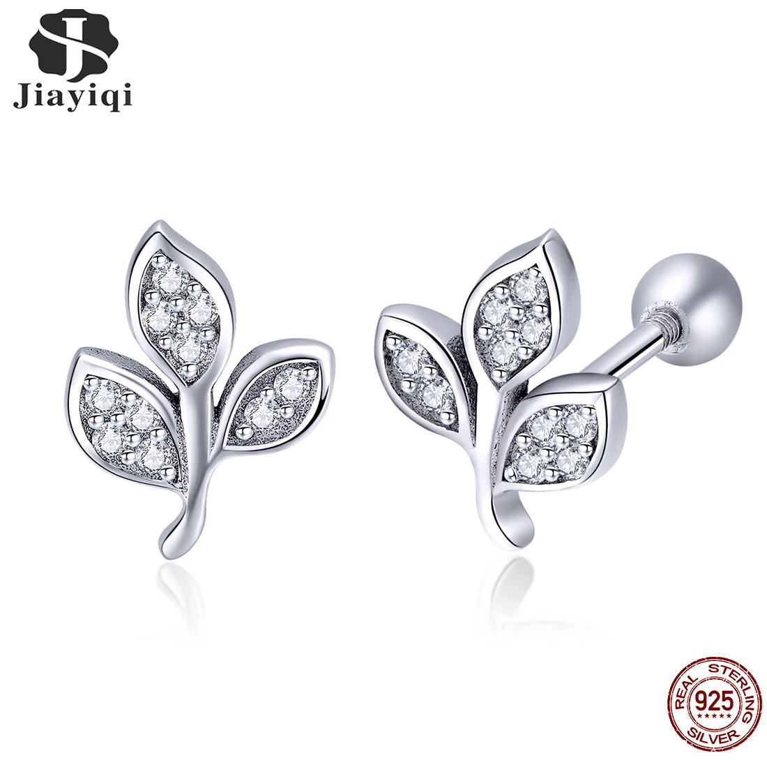 

Jiayiqi 925 Sterling Silver Prevent Allergy sliver Leaf Stud Earrings charm for Women Bridal Wedding Earrings Jewelry