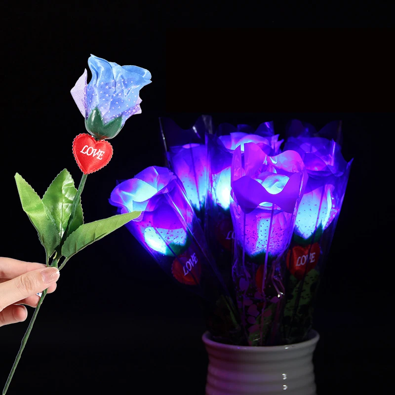 

LED Red Rose Flower Battery Powered Artificial Flowers Beauty Rose & Beast Romantic Valentine'S Day Birthday Gift Decoration