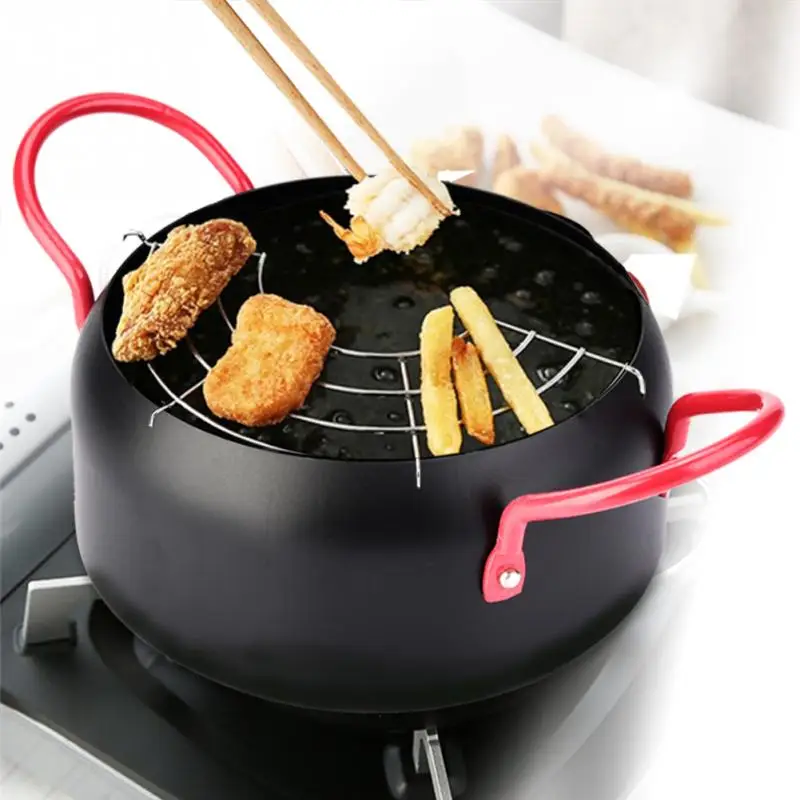 

Kitchen Helper 1.3L Iron Tempura Frying Pot Portable Outdoor Pan Egg Pancake Omelette Small Deep Fryer Cooking Tool