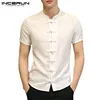 2022 Vintage Mens Shirts Dress Short Sleeve Button Down Slim Fit Summer Chinese Style Tee Tops Male Clothing Camisas Masculina ► Photo 3/6