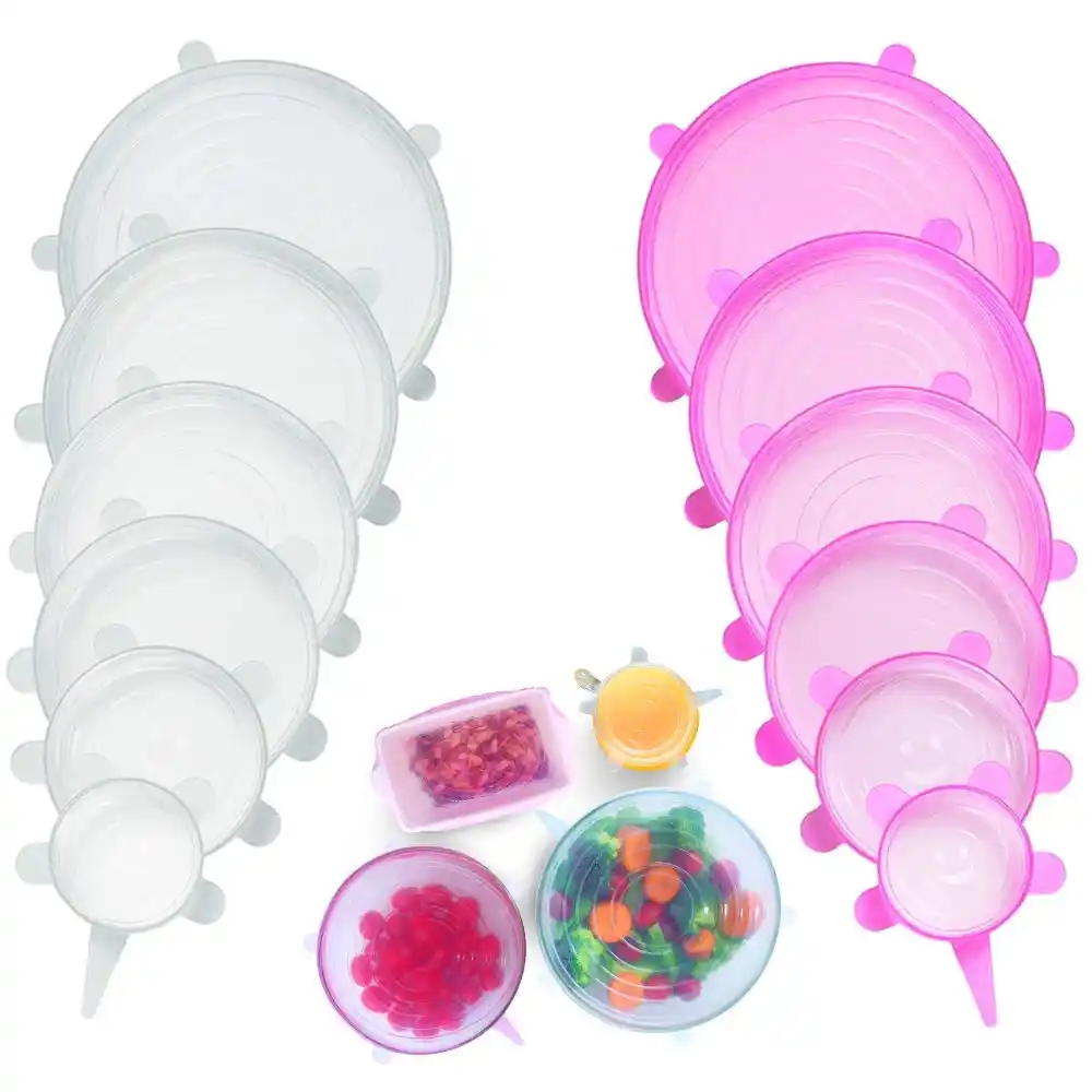 Reusable Durable Eco-Friendly Stre TF Silicone Stretch Lids 12pcs Silicone Lids