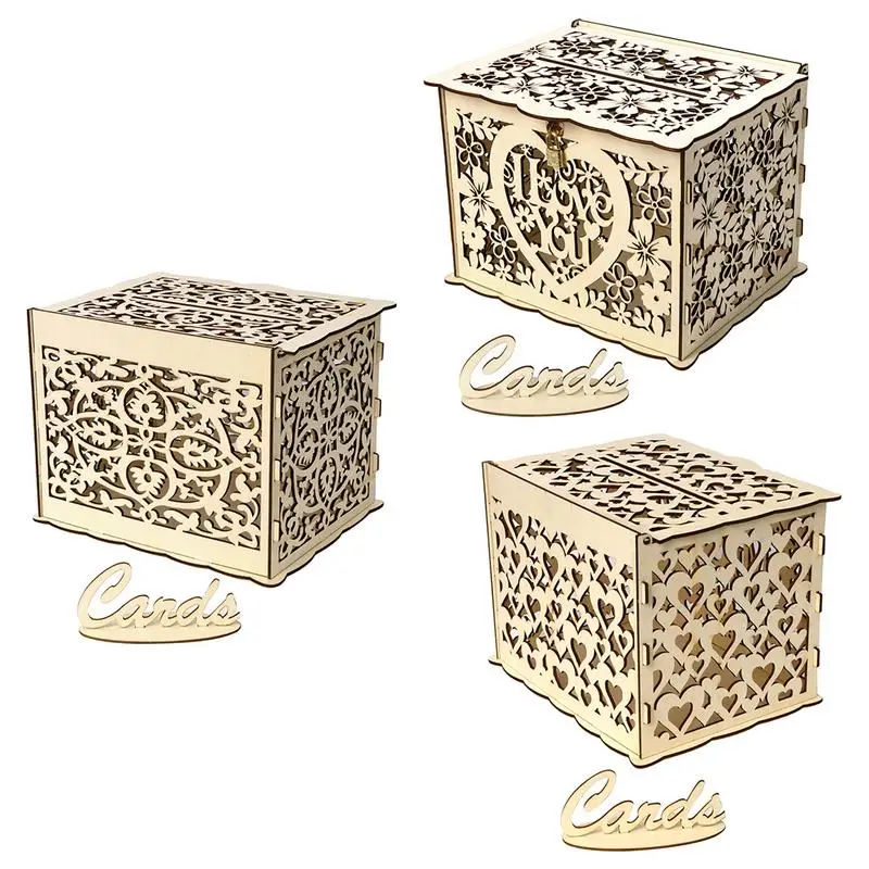 AIHOME DIY коробка для свадебных подарочных карт деревянная копилка с замком Красивые свадебные украшения для дня рождения