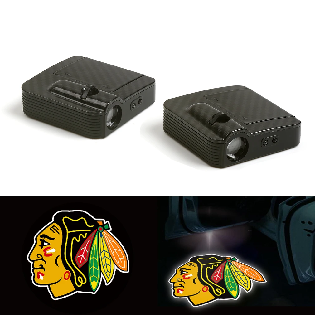 

2X Logo projector LED Lamp Car Door Welcome Lights Shadow Light For Chicago Blackhawks Lamp