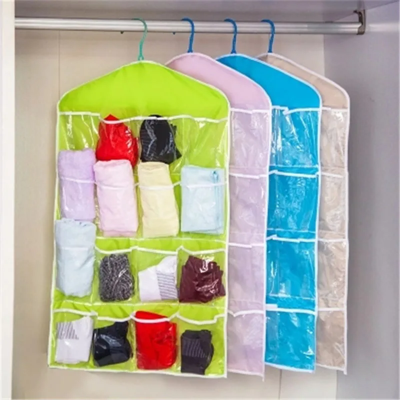 

1pcs Underwear Organizer Space Saver Terylene Closet hanging bag Convenience Sock Small objects Storage Bag 16 Grid pocket