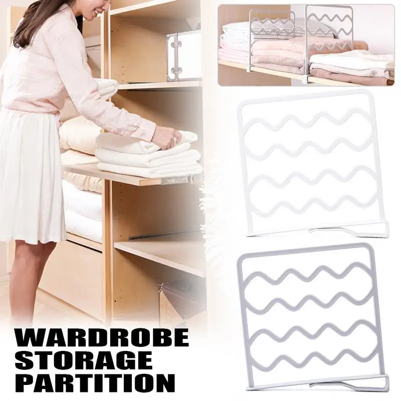 

Adjustable Spacing Portable Partition Punch Free Compartment Division Board Tiered Shelf Wardrobe Closet Storage Partition