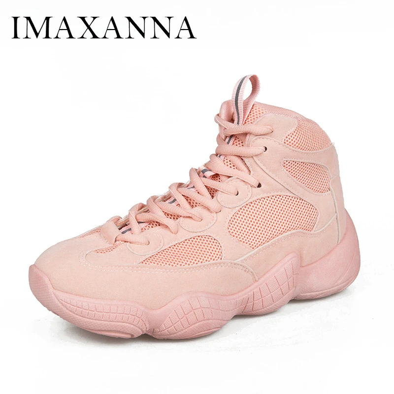 

IMAXANNA New Sneakers Women 2019 Mesh Breathable Sport Shoes Coconut Shoes Woman Air Chunky Shoes High Top Running Shoes For Ms