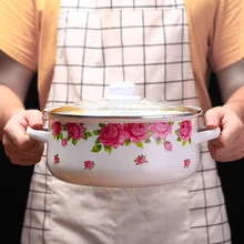 Цветочный фарфор эмалевая кастрюля большой стакан крышка суповая кастрюля для индукционной плиты газ общий бытовой тушью горячий горшок кастрюля