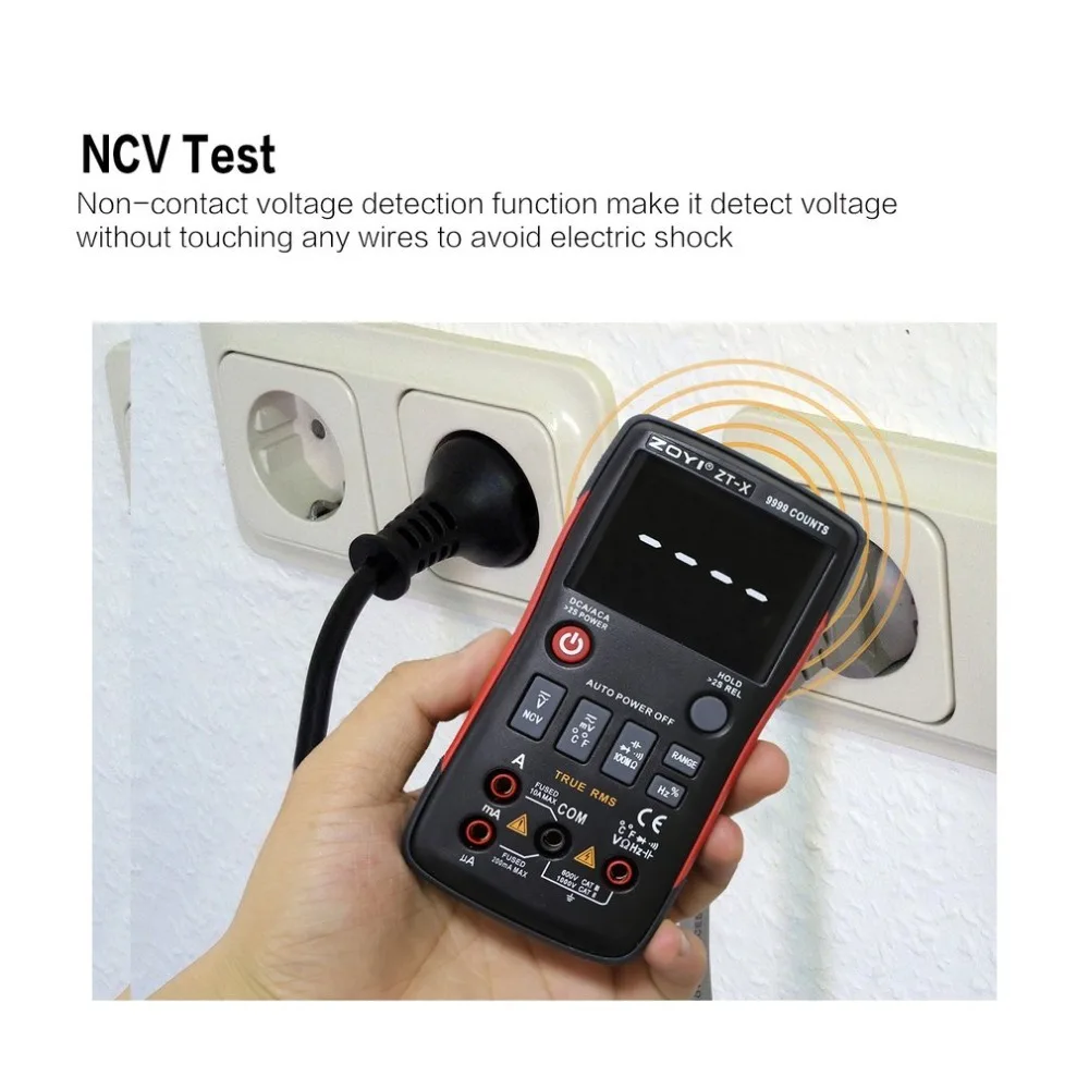 

ZT-X Digital Multimeter Auto strap ptotector Range True RMS AC/DC Volt Amp Ohm Capacitance Duty NCV Diode Multimetro Tester