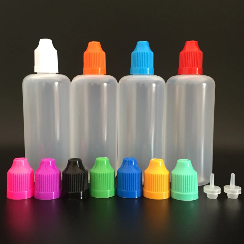 50pcs/lot, 100ml PE Plastic Dropper Bottles With Childproof Cap and