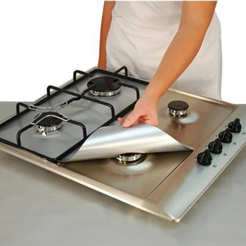 

6pcs/8pcs Gas Stove Protector Pad Non Stick Reusable Glass Fiber Burner Cover Liner Mat Home Kitchen Tools