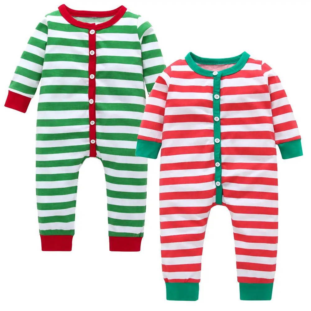

Emmababy New Baby Girls Boys Christmas Pajamas Long Sleeve Striped Romper Set Kids Sleepwear Nightwear Outfits