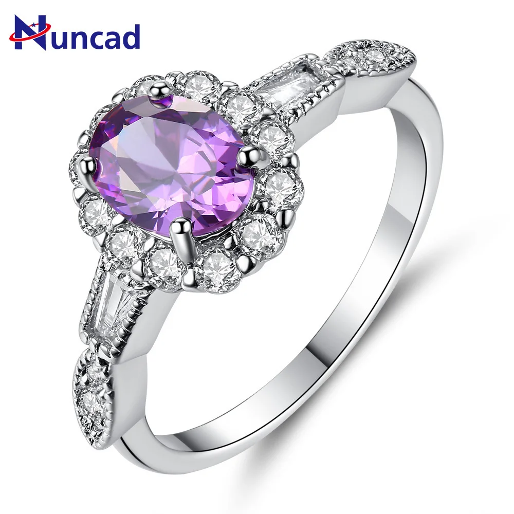 Purple Stone Silver Rings For Women Gorgeous Crystal Wedding Anel Elegant Lady | Украшения и аксессуары