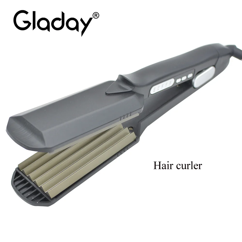 Gladay Профессиональный светодиодный дисплей классический черный выпрямитель для волос/гофрированный щипцы для завивки