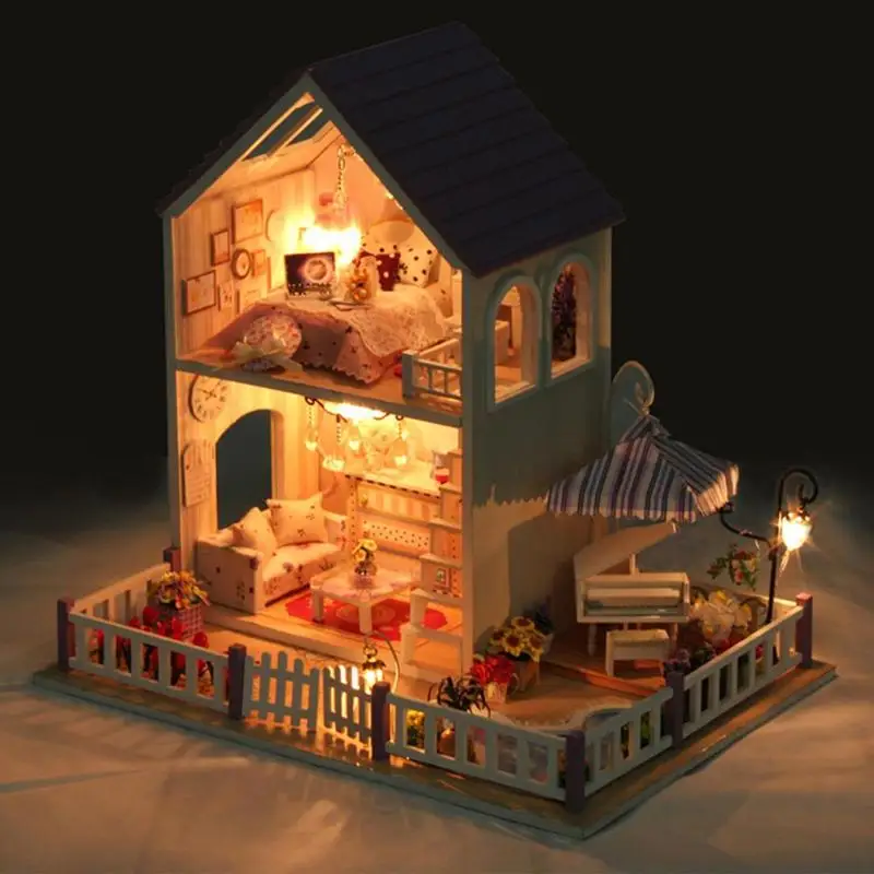 3D خشبية DIY مصغرة غطاء غبار دمية الحرفية بيت الدمية مجموعة اثاث ل دمية باربي لعب للأطفال هدية الكريسماس