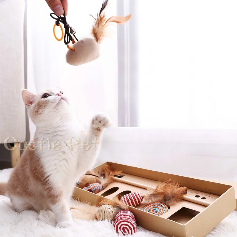 

8Pcs Cat Toy Feather Cat Toy Cat Accompany Feather Teaser Wand Interactive Cat Plush Toy Kit Funny Kitty Favorite