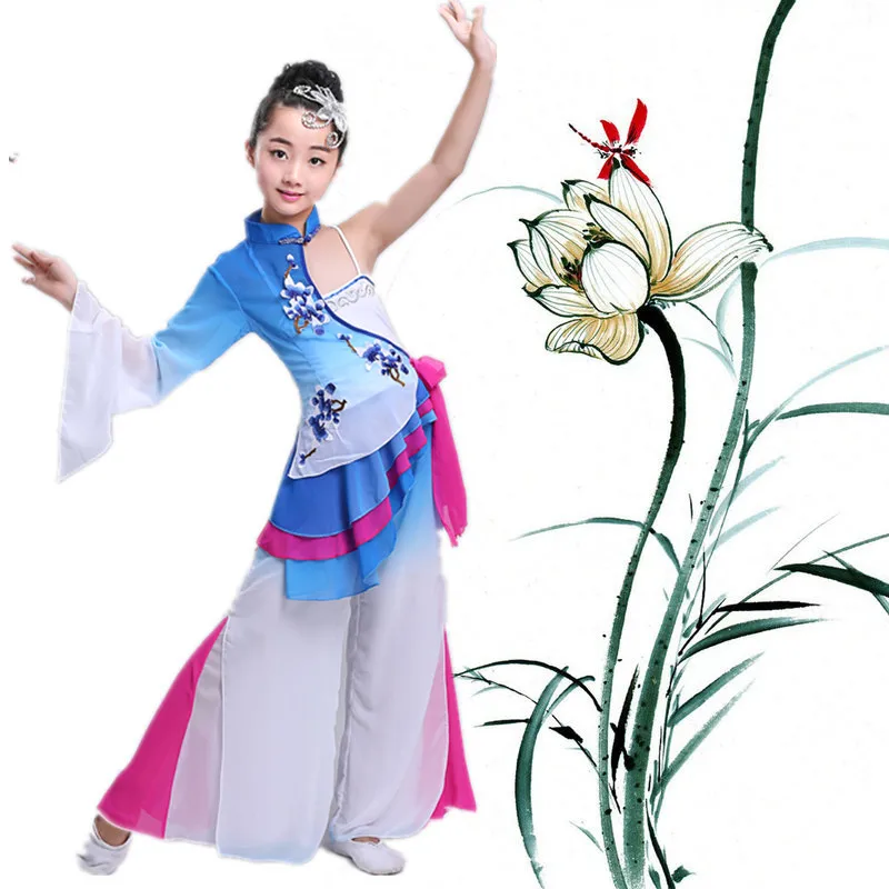 

Songyuexia New Kids Plaza Dance Yangko Dance Costume Han Performing Costume Set Children's National Dance Costume
