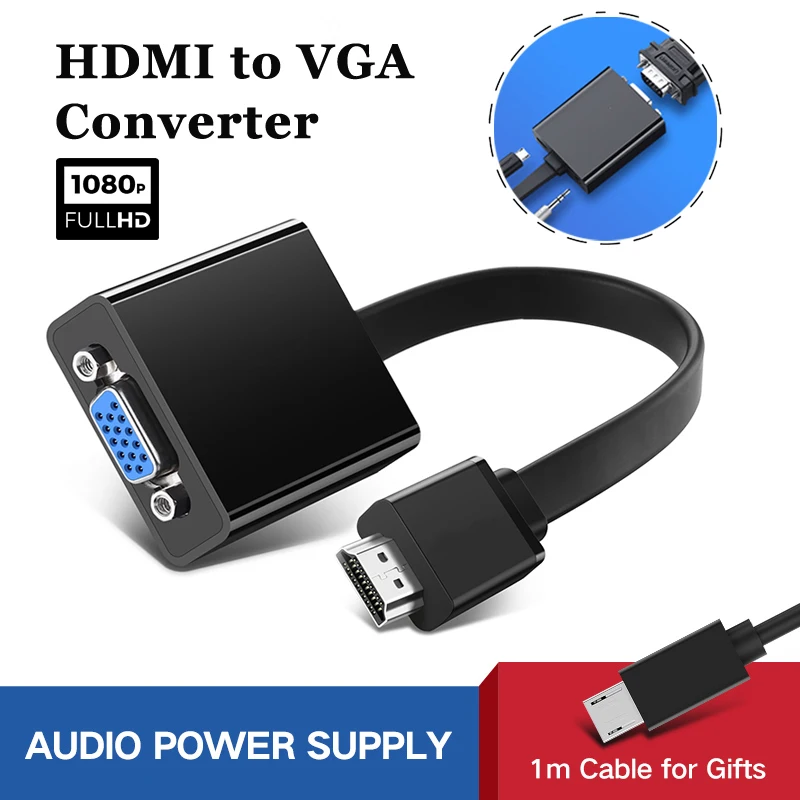 

MM103 1920*1080 HDMI To VGA Adapter Digital Analog Audio VGA For PS4 Pro 3 2 Chromebook TV To HDMI Converter Rated