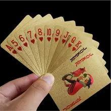 Cartes à jouer en or 24K jeu de Poker Deck feuille d'or jeu de Poker carte magique en plastique cartes imperméables magie(China)