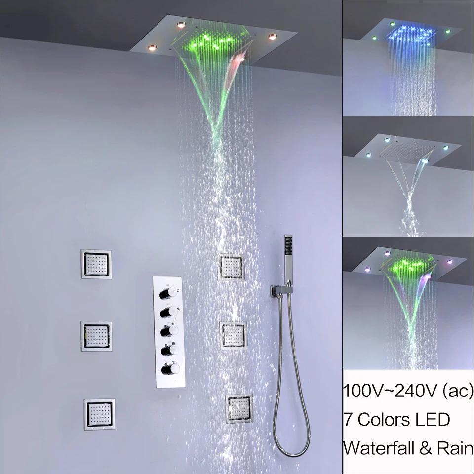 LED Pommeau De Douche Shower Douchette Pomme de Pluie Robinet Salle de Bain
