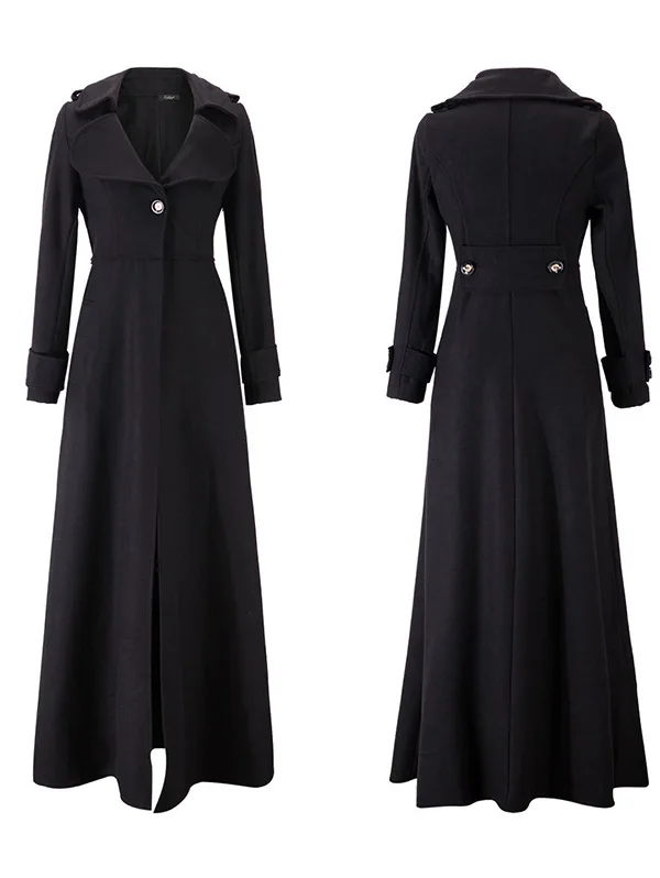 Femme Vestes Mode Haute Chaud Laine Taille Solide Wine red Green Kenancy Manteau Vintage D'hiver Vêtements Slim dark Black Femmes Manteaux Couleur Long De blue qx7nw8aEA