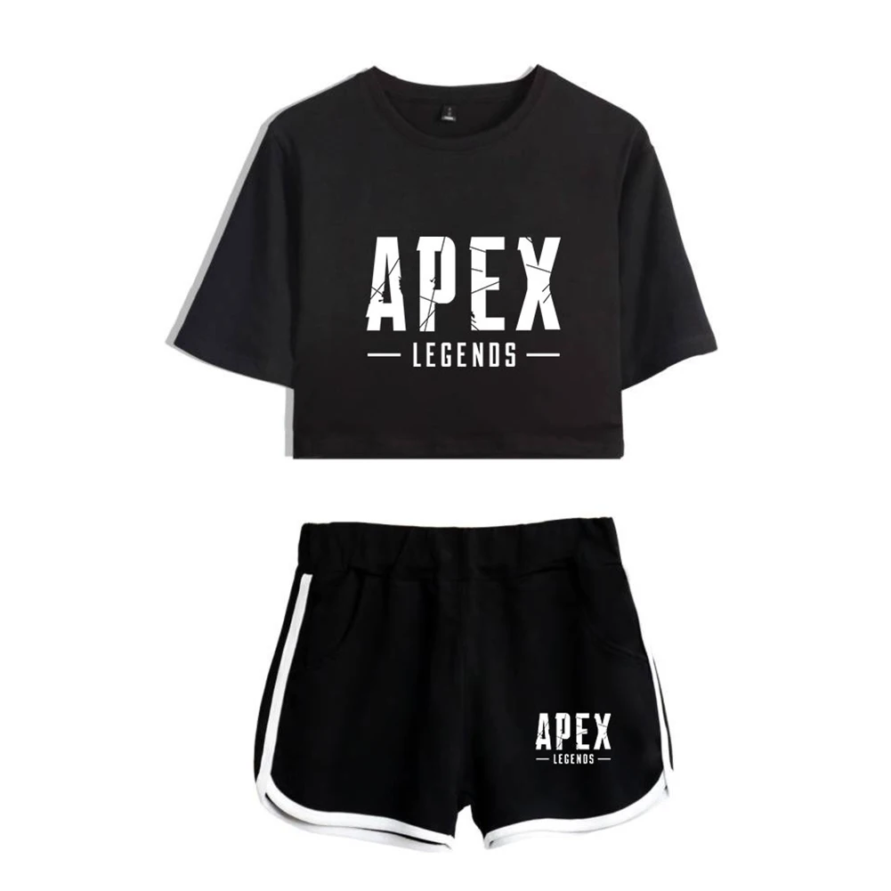 2019 New Fashion Casual Style Summer T-shirt Shorts Sexy Lady Navel Exposed Sports Concise Loose T-shirt Short Sleeve Casual Set