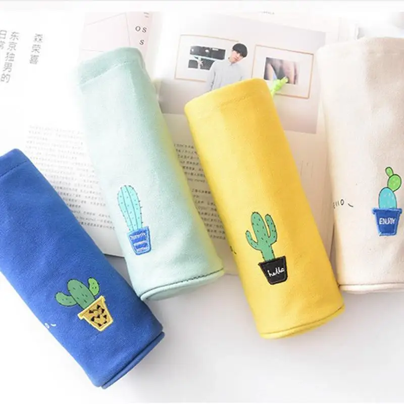 

Korea Cactus Drawstring Pencil Bag Primary And Secondary School Students Large Capacity Cylinder Pencil Case Pencil Case