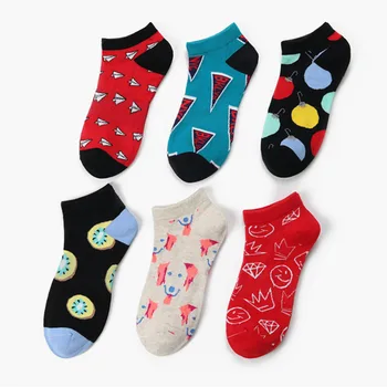 

Fashion 2020 Spring And Summer Women Boat Socks Funny Paper Plane Bicycle Happy Socks Unisex Breathable Casual Cotton Sock Men