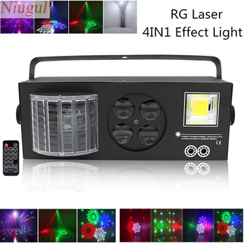 

Wireless Remote Control LED 4in1 Laser Flash Gobo Strobe Butterfly Derby Light Disco Party Home Entertainment Stage Light Effect