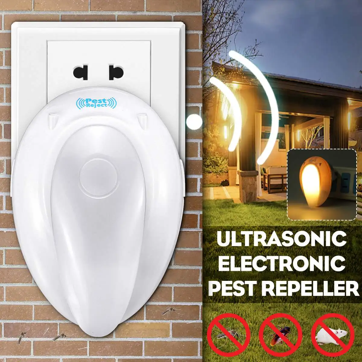 

Multi-purpose Electronic Pest Repeller Ultrasonic Mosquito Rejector Night Light For Europe