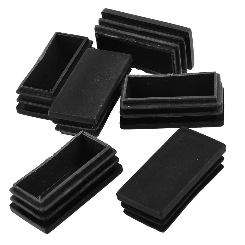 

25mmx50mm Plastic Blanking End Cap Rectangle Tubing Tube Inserts 6 Pcs Black
